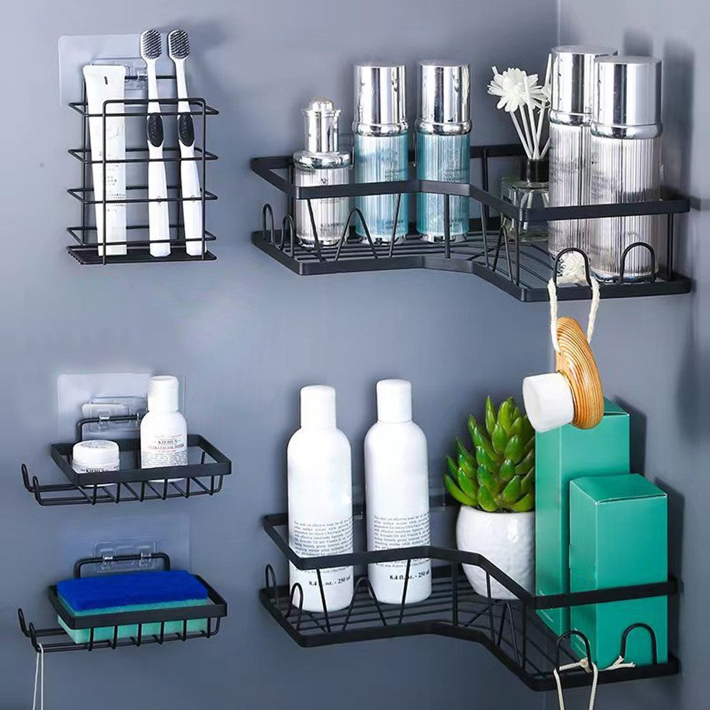 5Pcs Corner Storage Shelf Set Stainless Steel Shower Caddy Organizer Bathroom Storage Rack