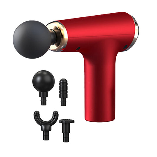Portable Muscle Massage Gun Muscle Relaxing Massager with 4 Massage Heads Red