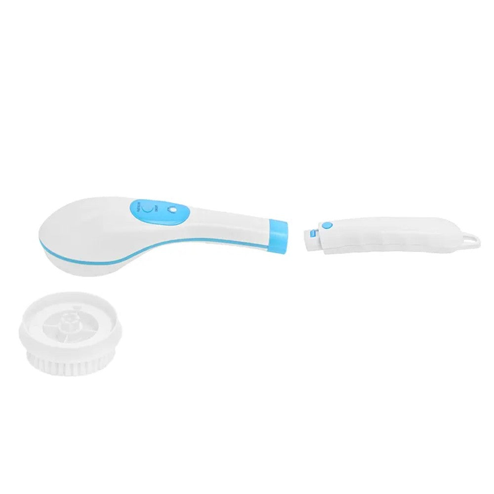Electric Shower Body Brush Long Handle Back Scrubber Body Exfoliator with 5 Brush Heads Blue