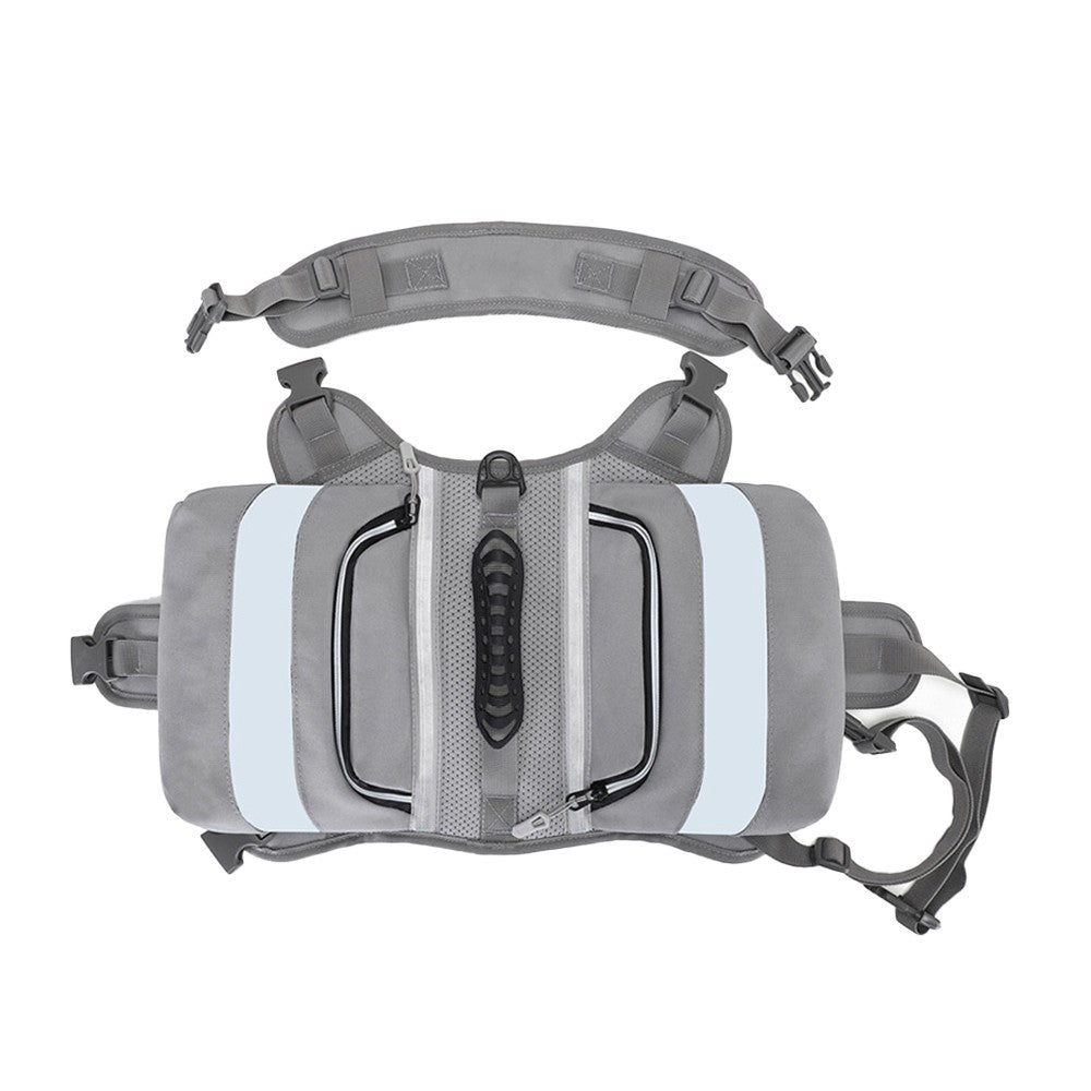 Dog Saddle Bags Camping Dog Backpack Adjustable Dog Hiking Pack with Reflective Strip Grey