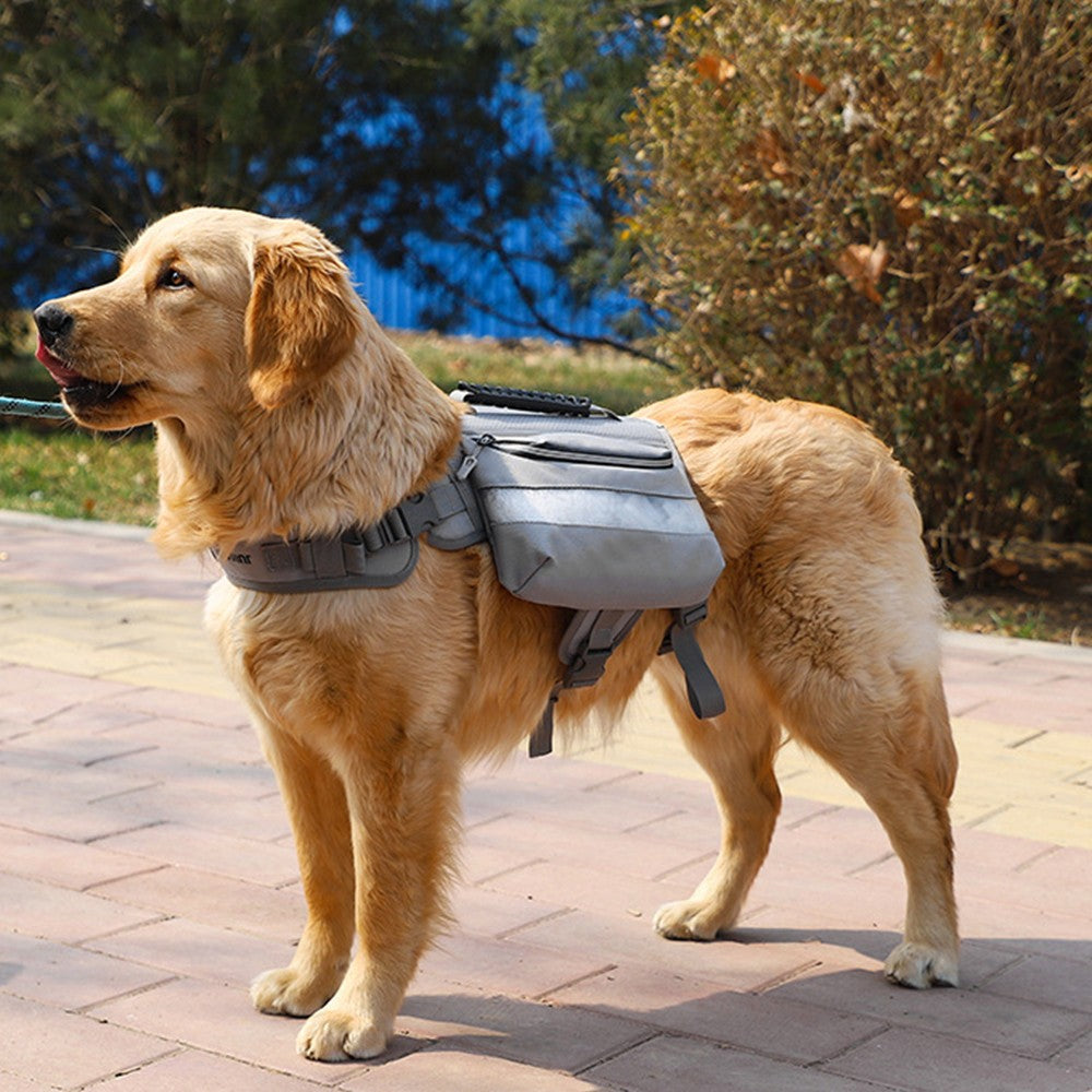 Dog Saddle Bags Camping Dog Backpack Adjustable Dog Hiking Pack with Reflective Strip Grey