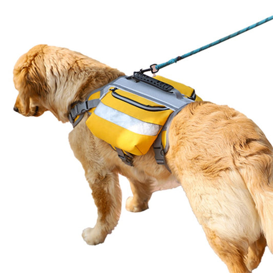 Dog Saddle Bags Camping Dog Backpack Adjustable Dog Hiking Pack with Reflective Strip Yellow