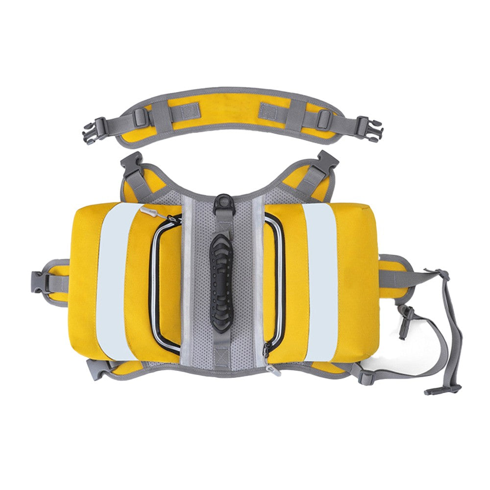 Dog Saddle Bags Camping Dog Backpack Adjustable Dog Hiking Pack with Reflective Strip Yellow