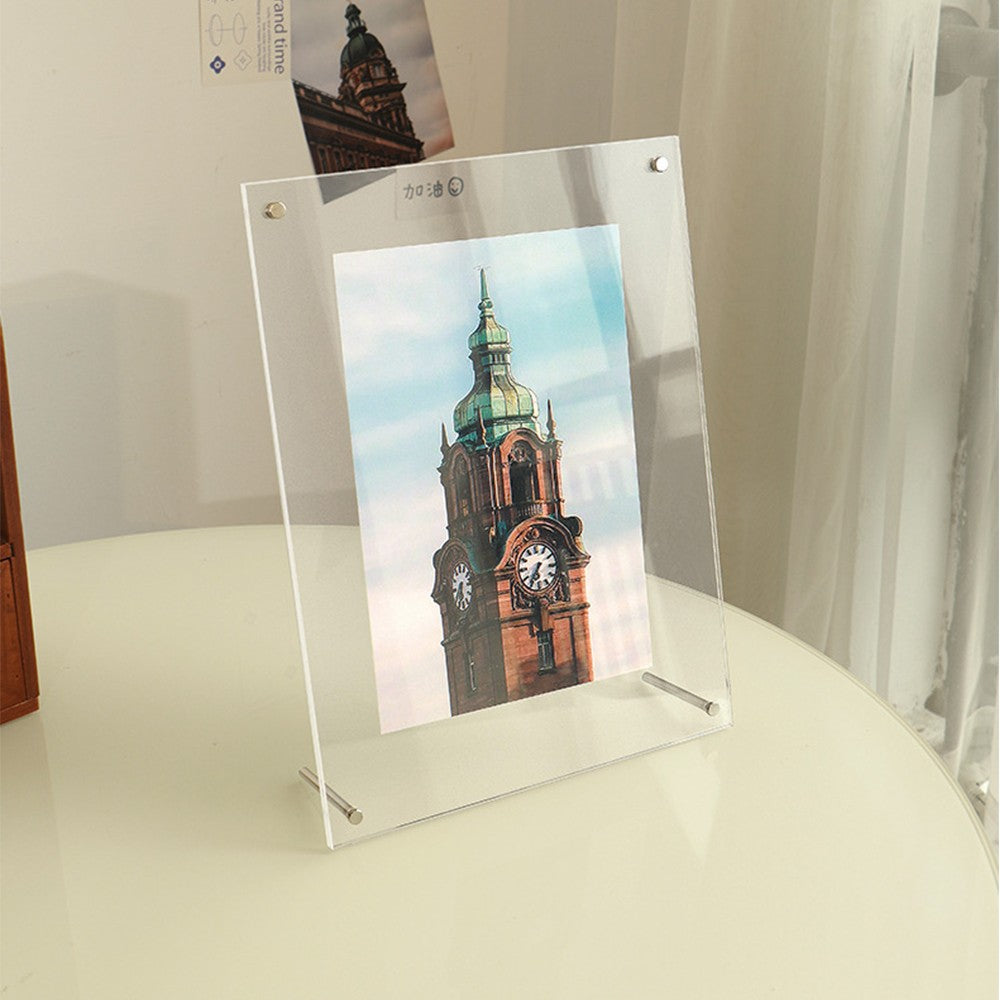 2Pcs 32.7x24cm Acrylic Picture Frames Clear Photo Display Frames Double Panel Frames Desktop Decor