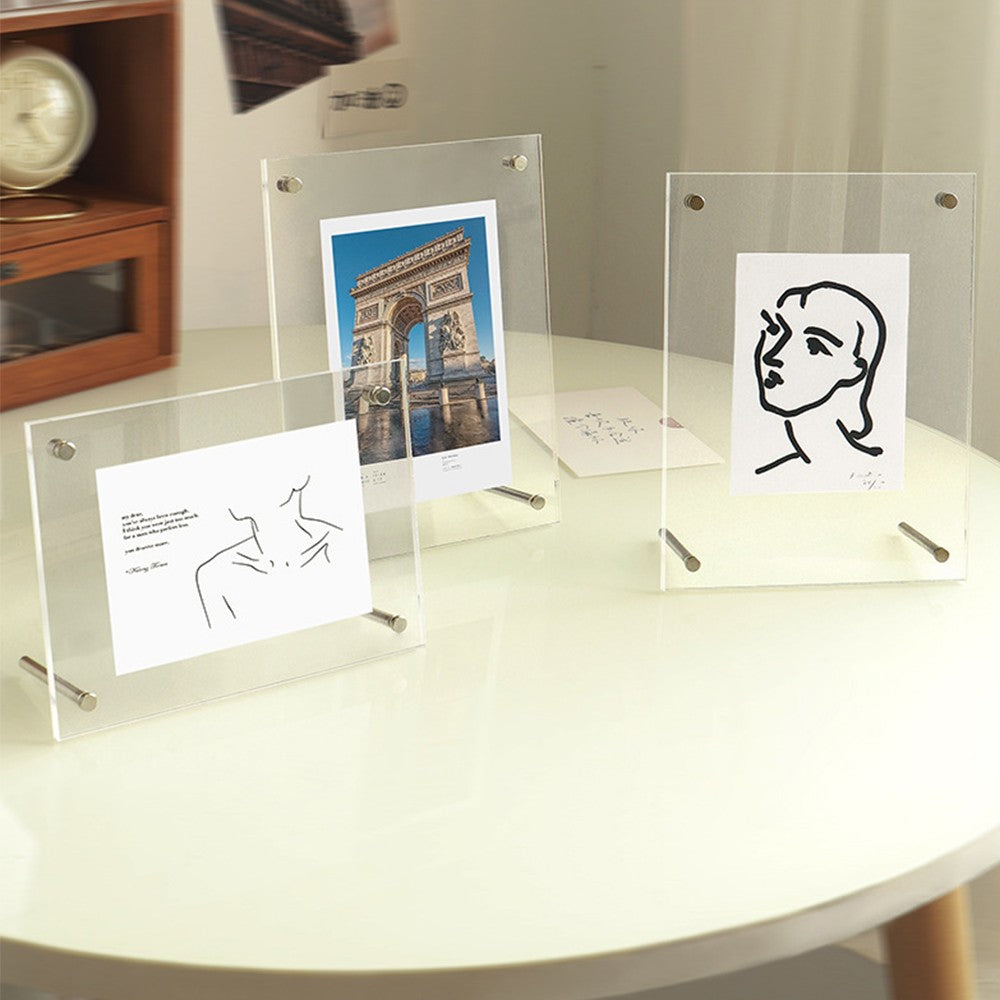 2Pcs 32.7x24cm Acrylic Picture Frames Clear Photo Display Frames Double Panel Frames Desktop Decor