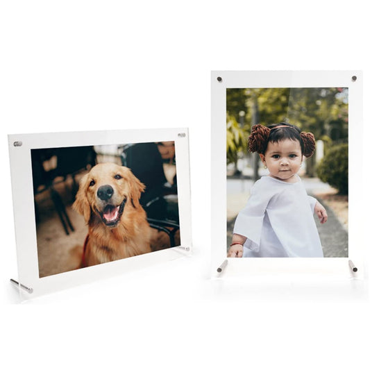 2Pcs 32.7x24cm Acrylic Picture Frames Clear Photo Display Frames Double Panel Frames Desktop Decor