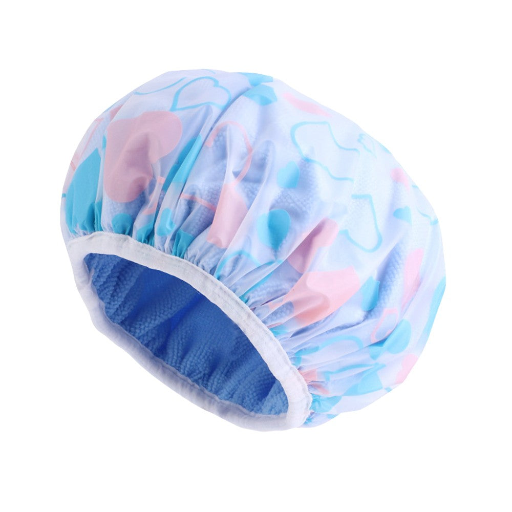 Water-resistant Double Layer Shower Cap Sleeping Hat Bath Hat Hair Care Blue