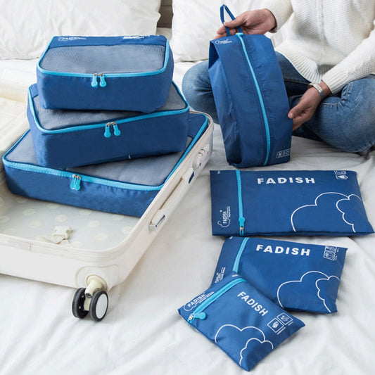 Set of 7Pcs Travel Packing Cube Pouch Clothes Storage Bags Suitcase Luggage Organizer Blue
