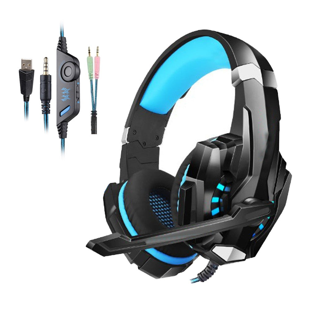 3.5mm Gaming Headset LED Light Headphones with MIC for PC Mac Laptop Phone Blue