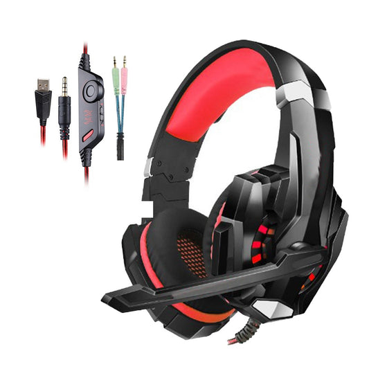3.5mm Gaming Headset LED Light Headphones with MIC for PC Mac Laptop Phone Red