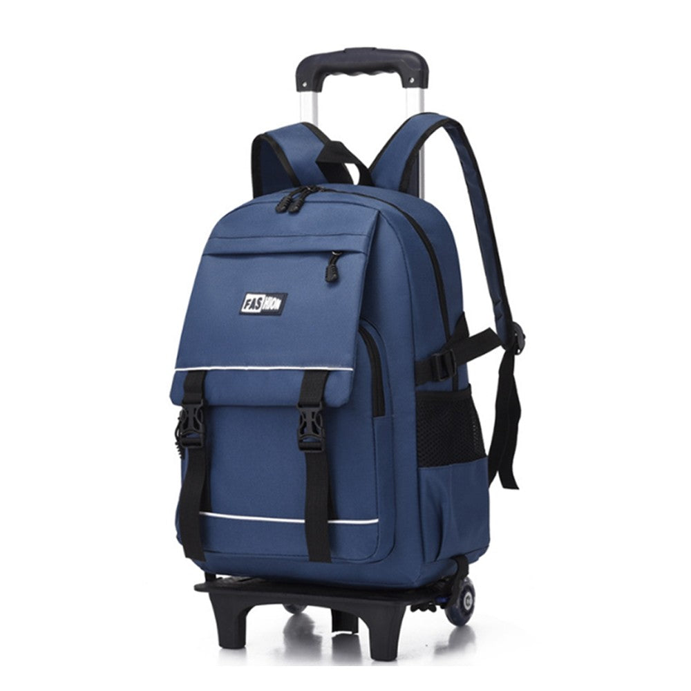 Adult Rolling Backpack with 2 Wheels Wheeled Travel Luggage Backpack Trolley Backpack Blue