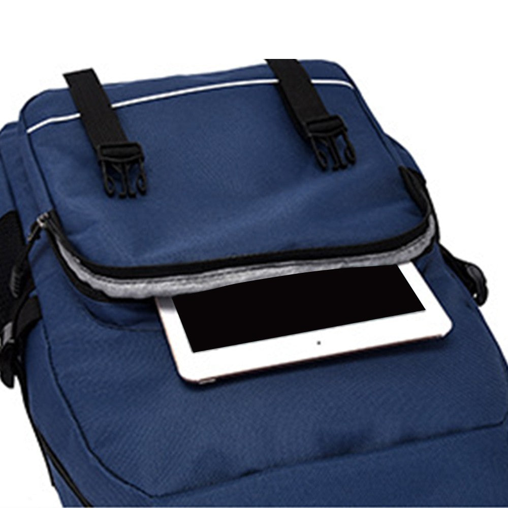 Adult Rolling Backpack with 2 Wheels Wheeled Travel Luggage Backpack Trolley Backpack Blue