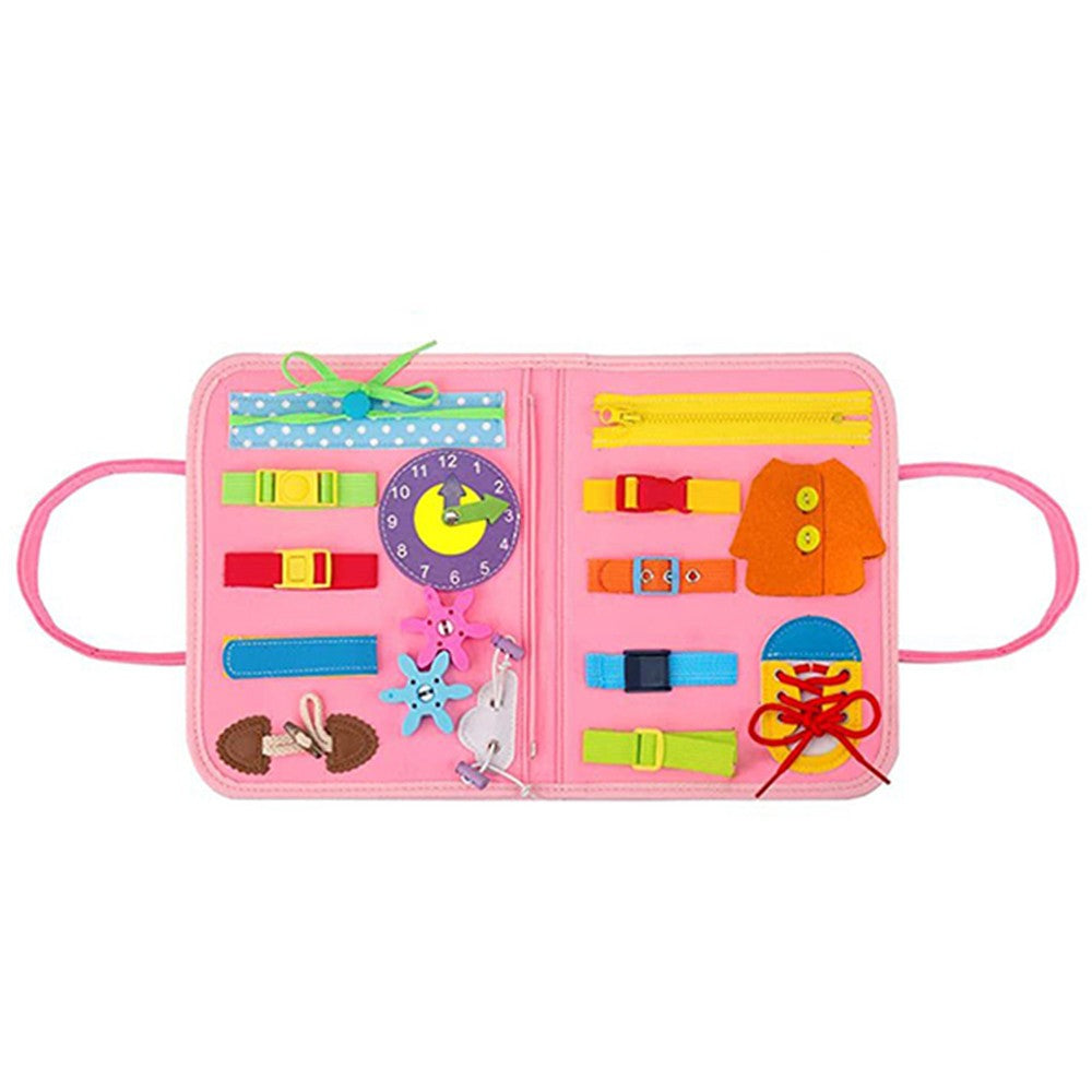 Montessori Busy Board Toy Felt Toddler Travel Educational Toy Pink Unicorn Style