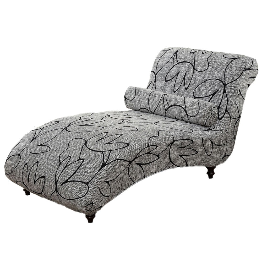 Stretch Printed Armless Chaise Lounge Cover and Pillowcase Set Lounge Chaise Slipcover Style 1