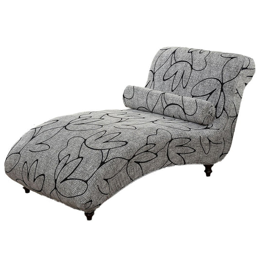 Stretch Printed Armless Chaise Lounge Cover and Pillowcase Set Lounge Chaise Slipcover Style 1
