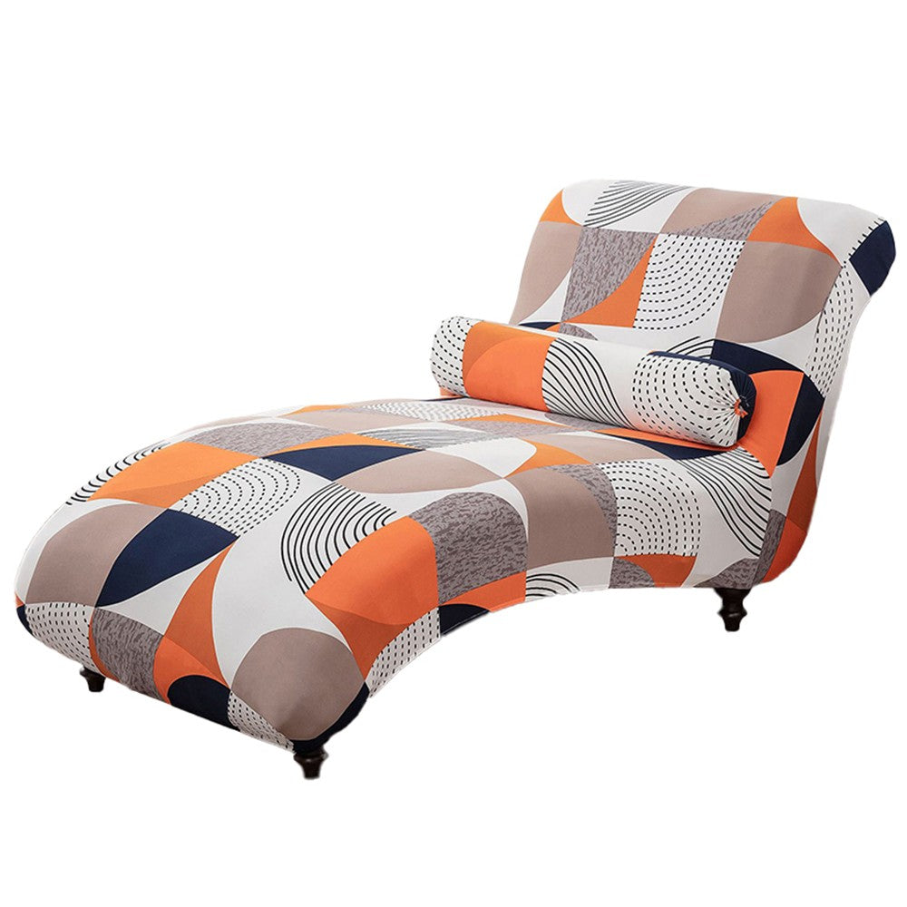 Stretch Printed Armless Chaise Lounge Cover and Pillowcase Set Lounge Chaise Slipcover Style 2