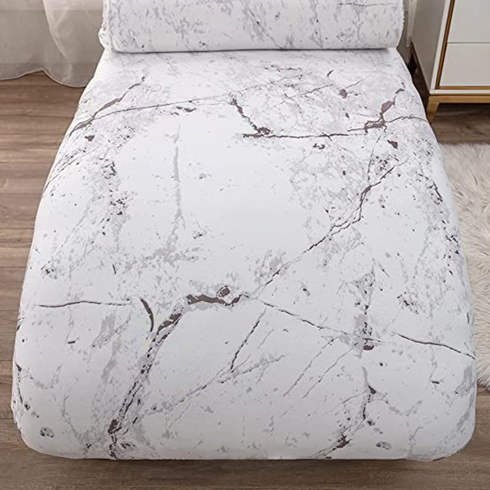 Stretch Printed Armless Chaise Lounge Cover and Pillowcase Set Lounge Chaise Slipcover Style 3