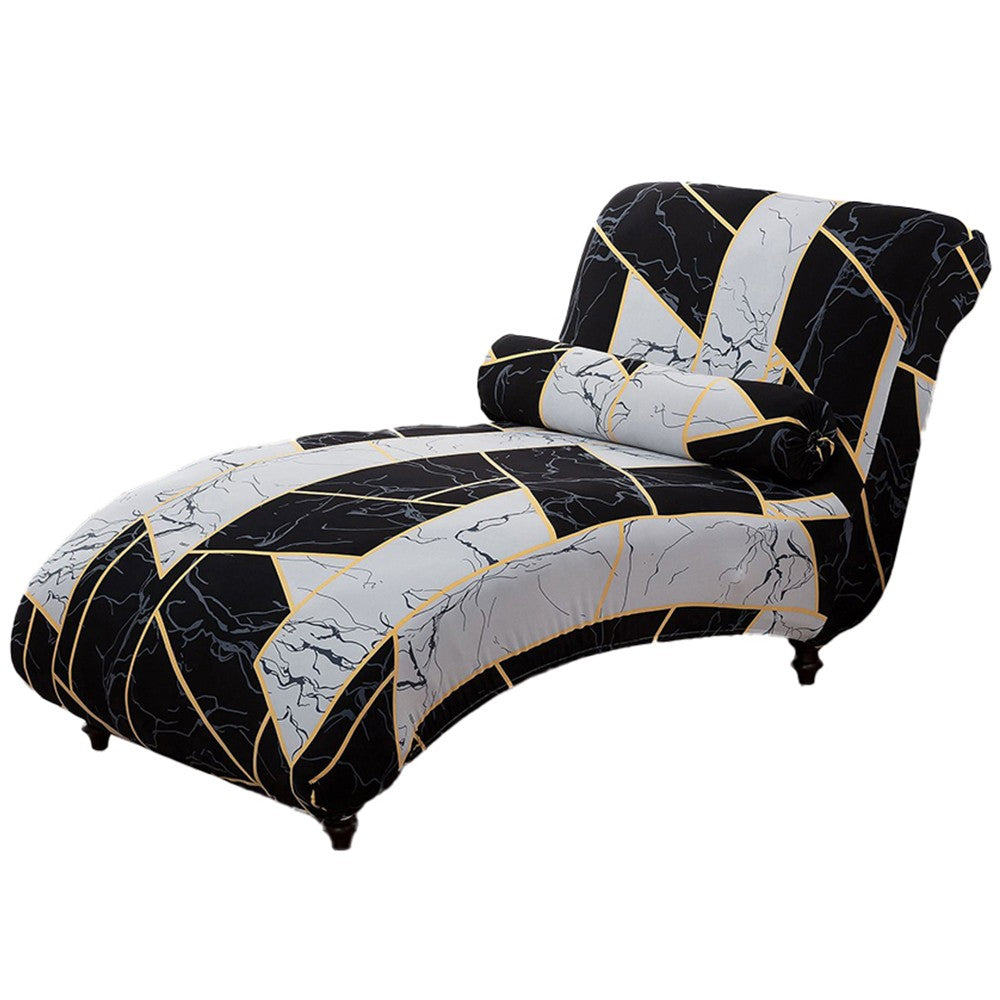 Stretch Printed Armless Chaise Lounge Cover and Pillowcase Set Lounge Chaise Slipcover Style 4