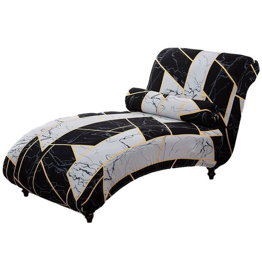 Stretch Printed Armless Chaise Lounge Cover and Pillowcase Set Lounge Chaise Slipcover Style 4