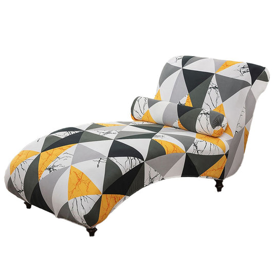 Stretch Printed Armless Chaise Lounge Cover and Pillowcase Set Lounge Chaise Slipcover Style 5