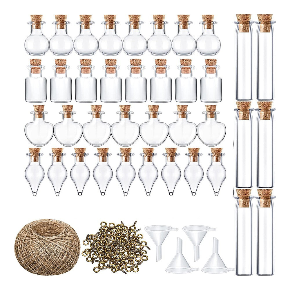 50Pcs Mini Jars with Cork Stopper DIY Tiny Glass Wishing Bottles Message Bottle Home Decor Set 1