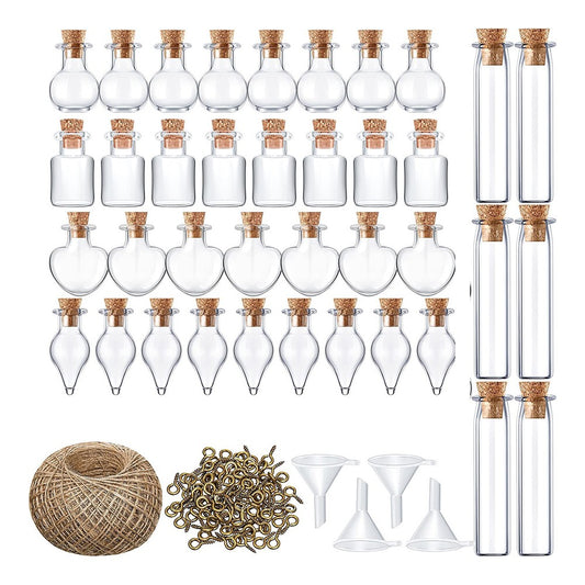 50Pcs Mini Jars with Cork Stopper DIY Tiny Glass Wishing Bottles Message Bottle Home Decor Set 1