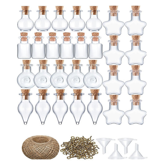 50Pcs Mini Jars with Cork Stopper DIY Tiny Glass Wishing Bottles Message Bottle Home Decor Set 2