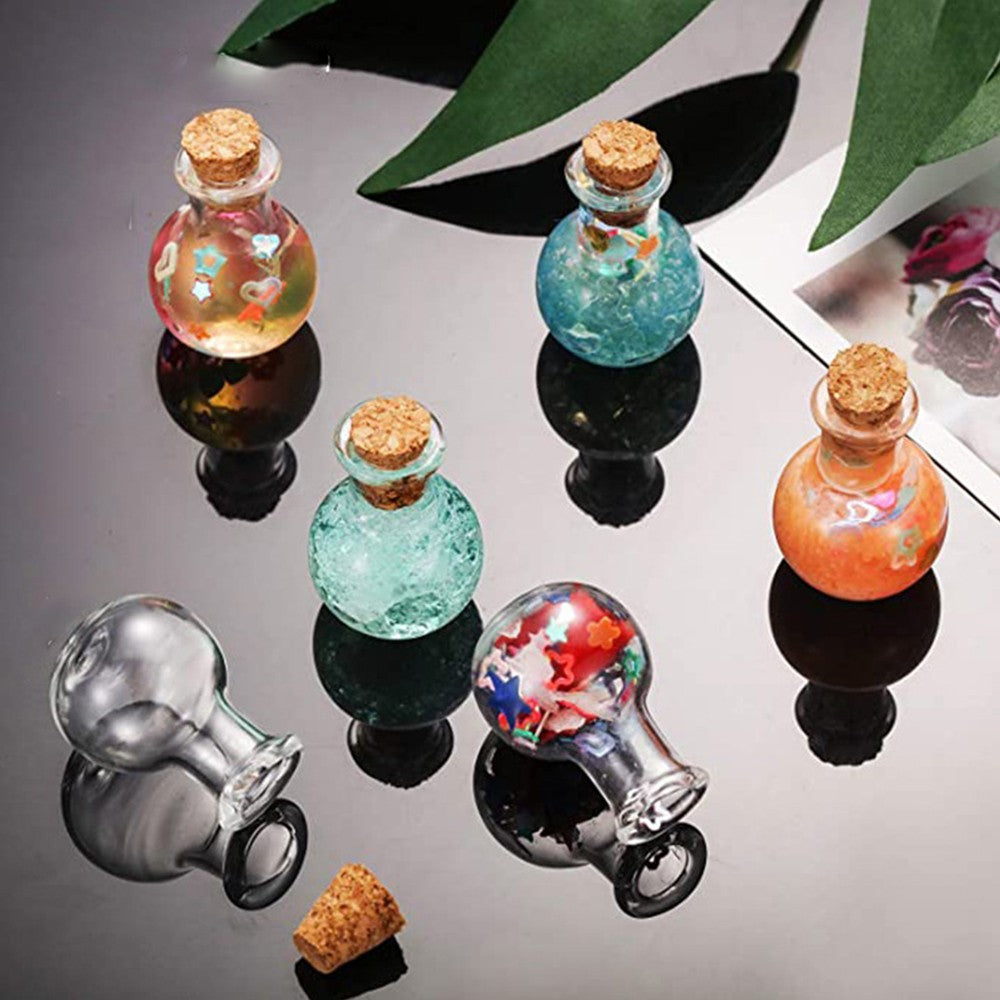 50Pcs Mini Jars with Cork Stopper DIY Tiny Glass Wishing Bottles Message Bottle Home Decor Set 3