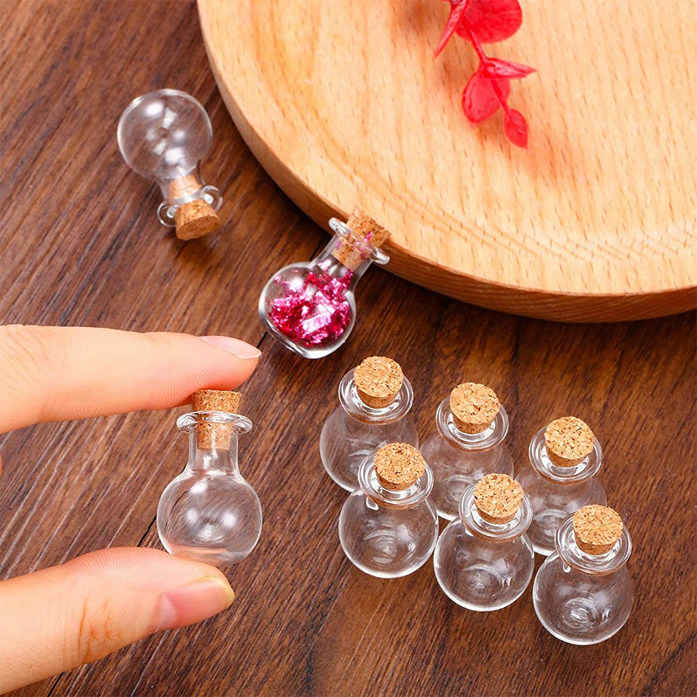 50Pcs Mini Jars with Cork Stopper DIY Tiny Glass Wishing Bottles Message Bottle Home Decor Set 3