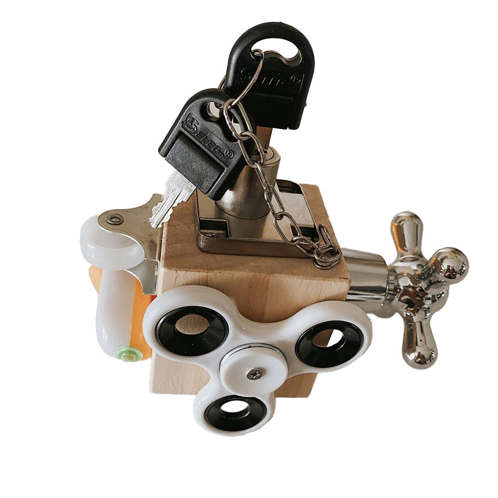 2 X Kids Montessori Wooden Lock Box Busy Cube Toy Toddlers Busy Board Educational Toy