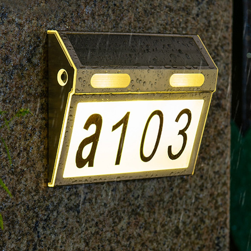 2 X Solar House Number Light Wall Mount Illuminated House Numbers Address Signs Lamp