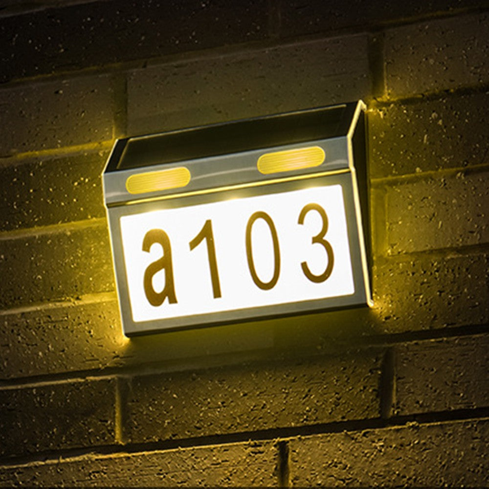 2 X Solar House Number Light Wall Mount Illuminated House Numbers Address Signs Lamp
