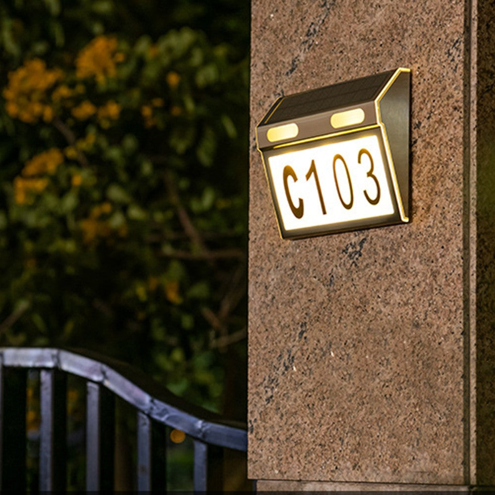 2 X Solar House Number Light Wall Mount Illuminated House Numbers Address Signs Lamp