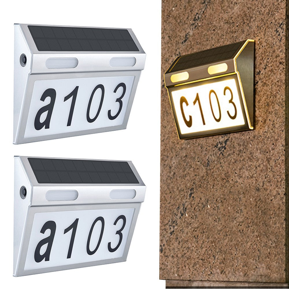 2 X Solar House Number Light Wall Mount Illuminated House Numbers Address Signs Lamp
