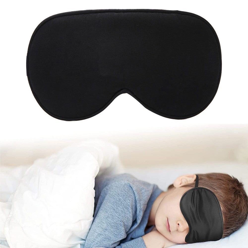 2Pcs Kids Mulberry Silk Eye Mask Soft Sleep Mask Eye Cover Blindfold Black