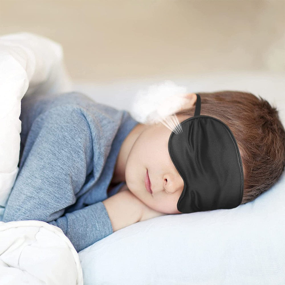 2Pcs Kids Mulberry Silk Eye Mask Soft Sleep Mask Eye Cover Blindfold Black