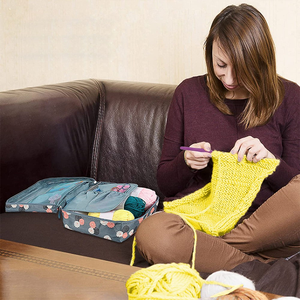 Set of 58Pcs Crochet Kit with Storage Bag Yarn and Knitting Accessories Set Crochet Hook Set Style 2