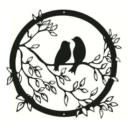 1 X 30cm Bird on Tree Branch Silhouette Wall Art Metal Wall Window Decoration Home Decor Black