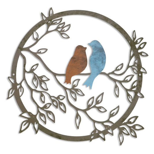 1 X 30cm Bird on Tree Branch Silhouette Wall Art Metal Wall Window Decoration Home Decor Colorful
