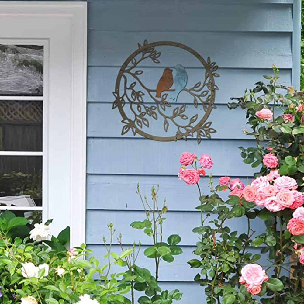 2 X 30cm Bird on Tree Branch Silhouette Wall Art Metal Wall Window Decoration Home Decor Colorful