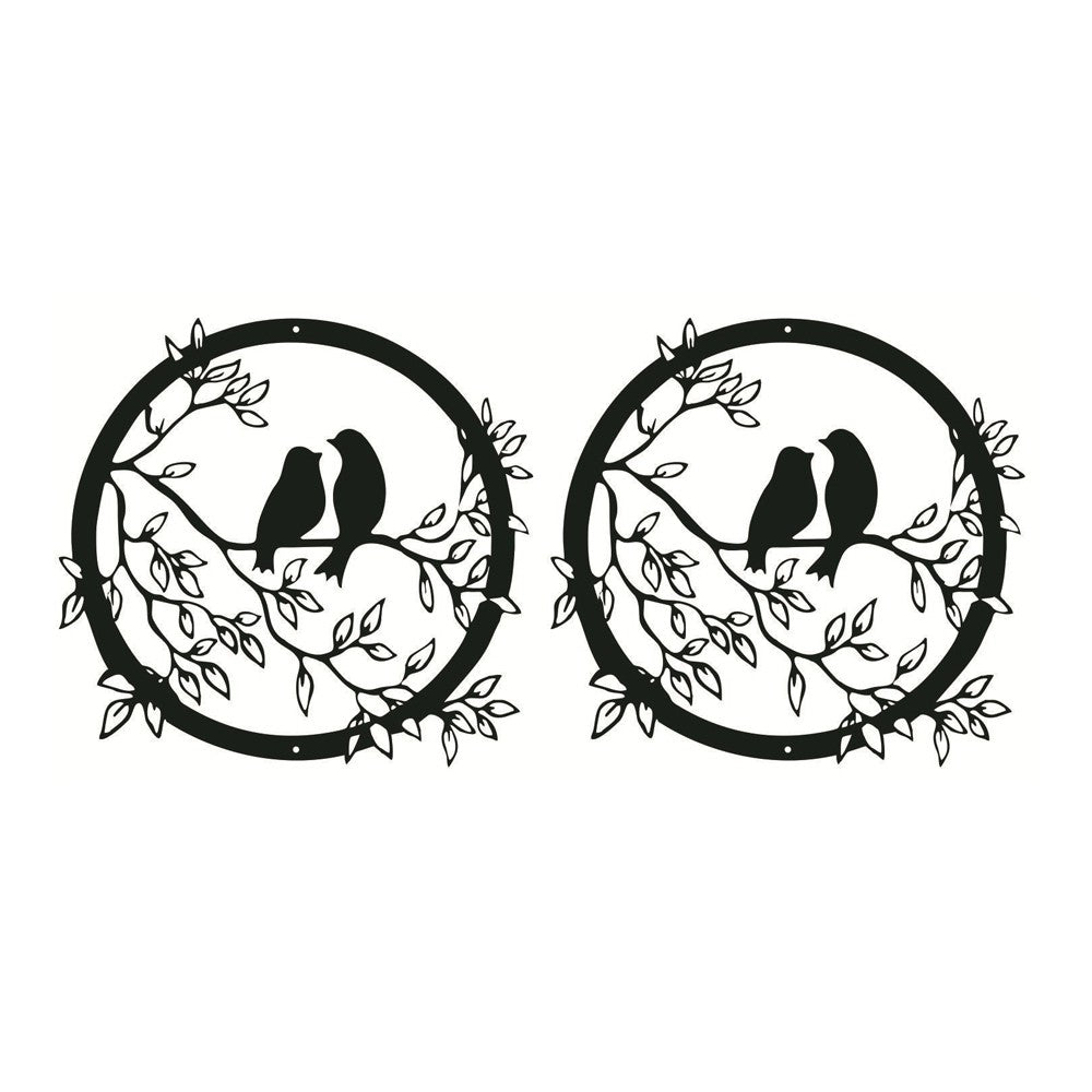 2 X 30cm Bird on Tree Branch Silhouette Wall Art Metal Wall Window Decoration Home Decor Black