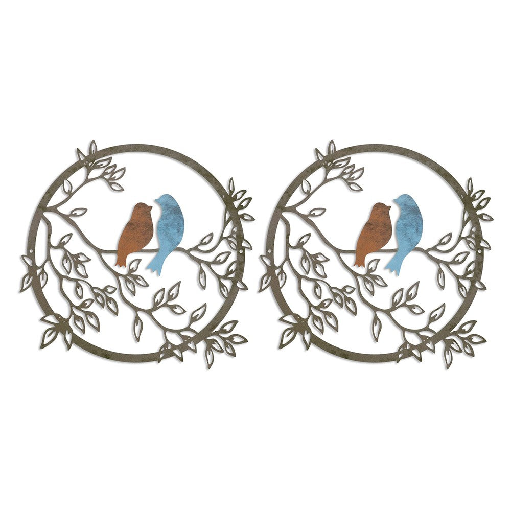 2 X 30cm Bird on Tree Branch Silhouette Wall Art Metal Wall Window Decoration Home Decor Colorful