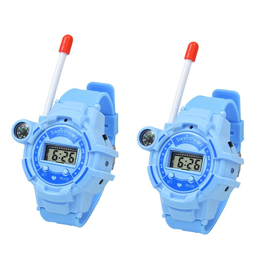 2Pcs Kids Watch Walkie Talkie Rechargeable Remote Wireless Call Intercom Toy with Flashlight Blue