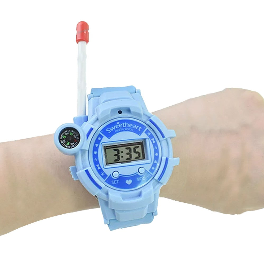 2Pcs Kids Watch Walkie Talkie Rechargeable Remote Wireless Call Intercom Toy with Flashlight Blue