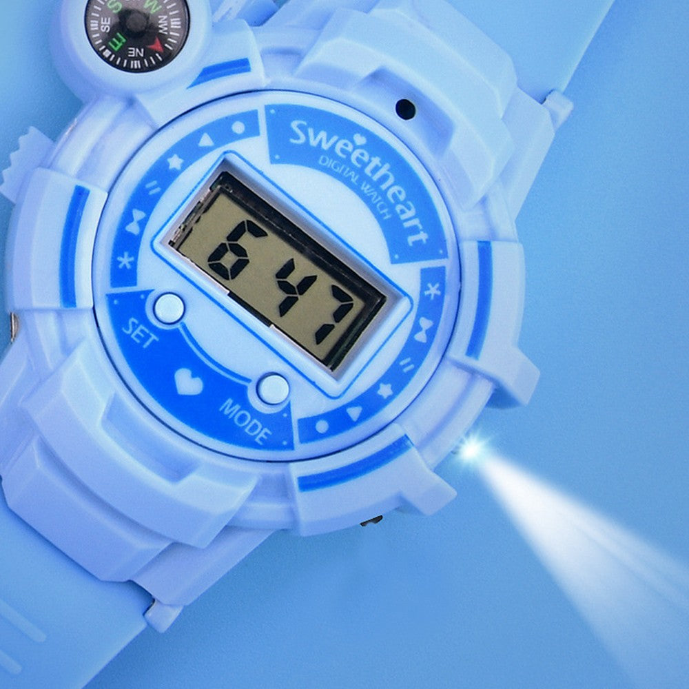 2Pcs Kids Watch Walkie Talkie Rechargeable Remote Wireless Call Intercom Toy with Flashlight Blue