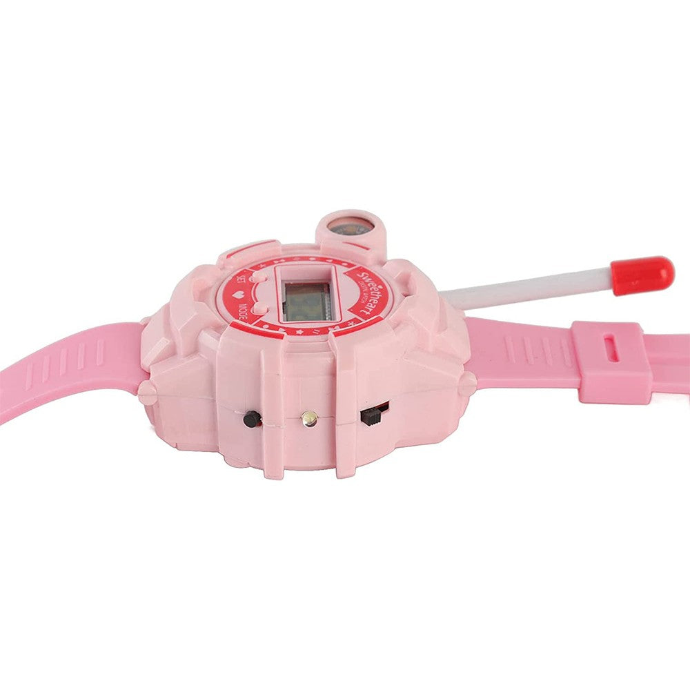 2Pcs Kids Watch Walkie Talkie Rechargeable Remote Wireless Call Intercom Toy with Flashlight Pink