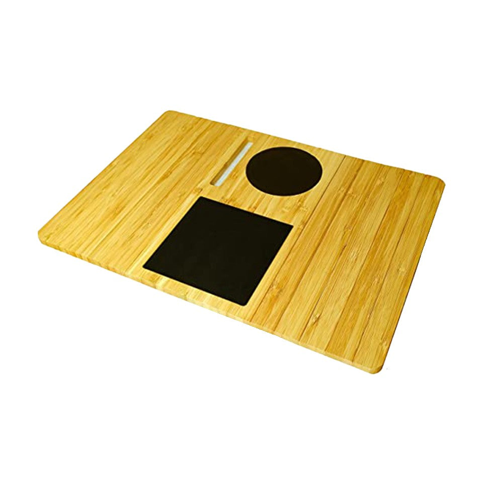 2 X Bamboo Sofa Arm Tray Table Non-slip Couch Arm Snacks Tray Flexible Armrest Table