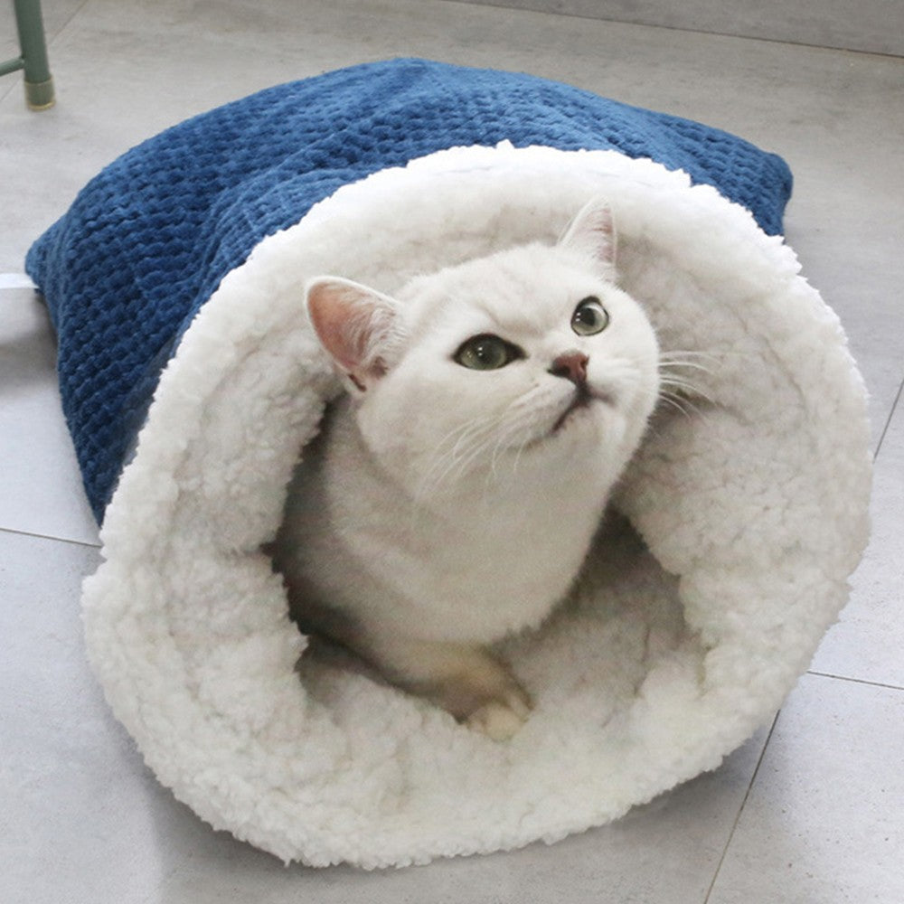 2 X Winter Warm Cat Cave Bed Pet Sleeping Bag Sleep Bed Cat Calming Bed