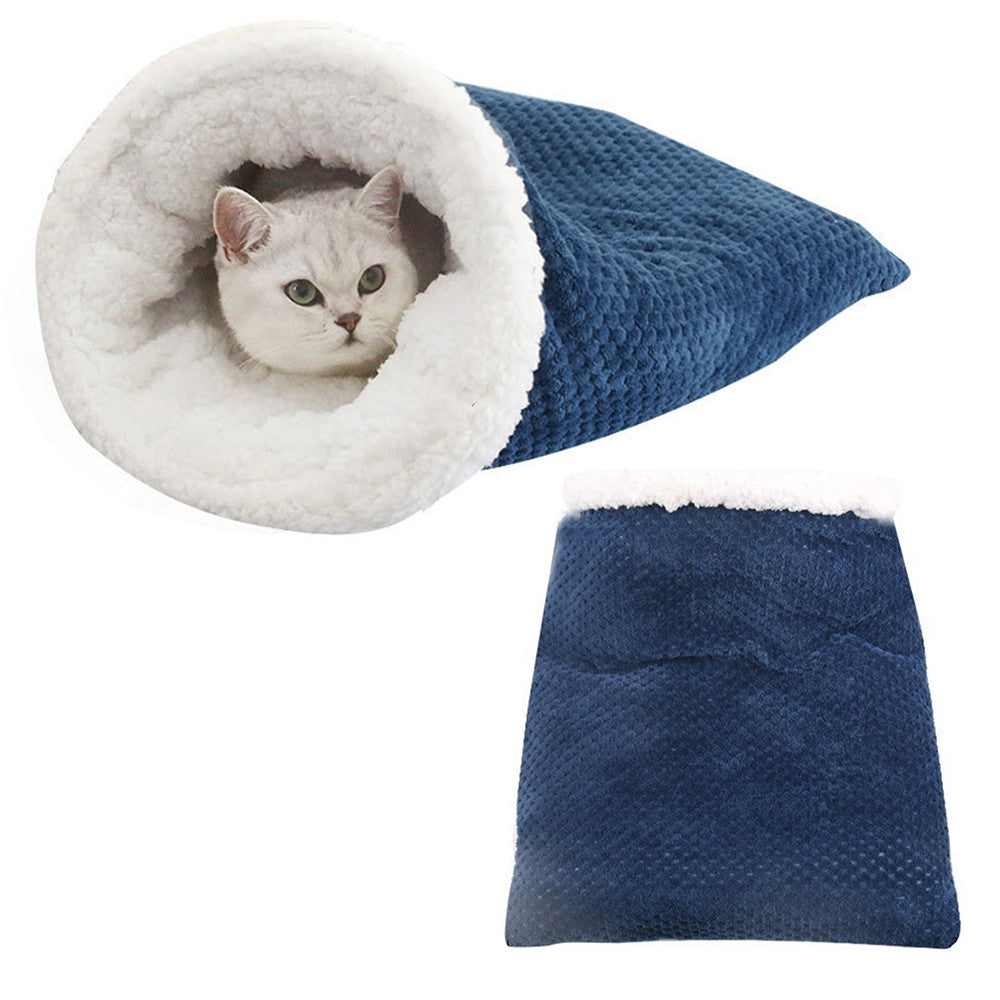 2 X Winter Warm Cat Cave Bed Pet Sleeping Bag Sleep Bed Cat Calming Bed
