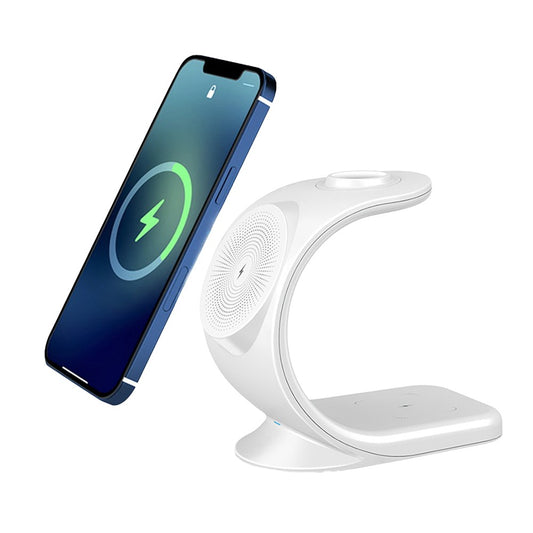 3 in 1 Magnetic Wireless Charger Stand Charging Station for iPhone Apple Watch White